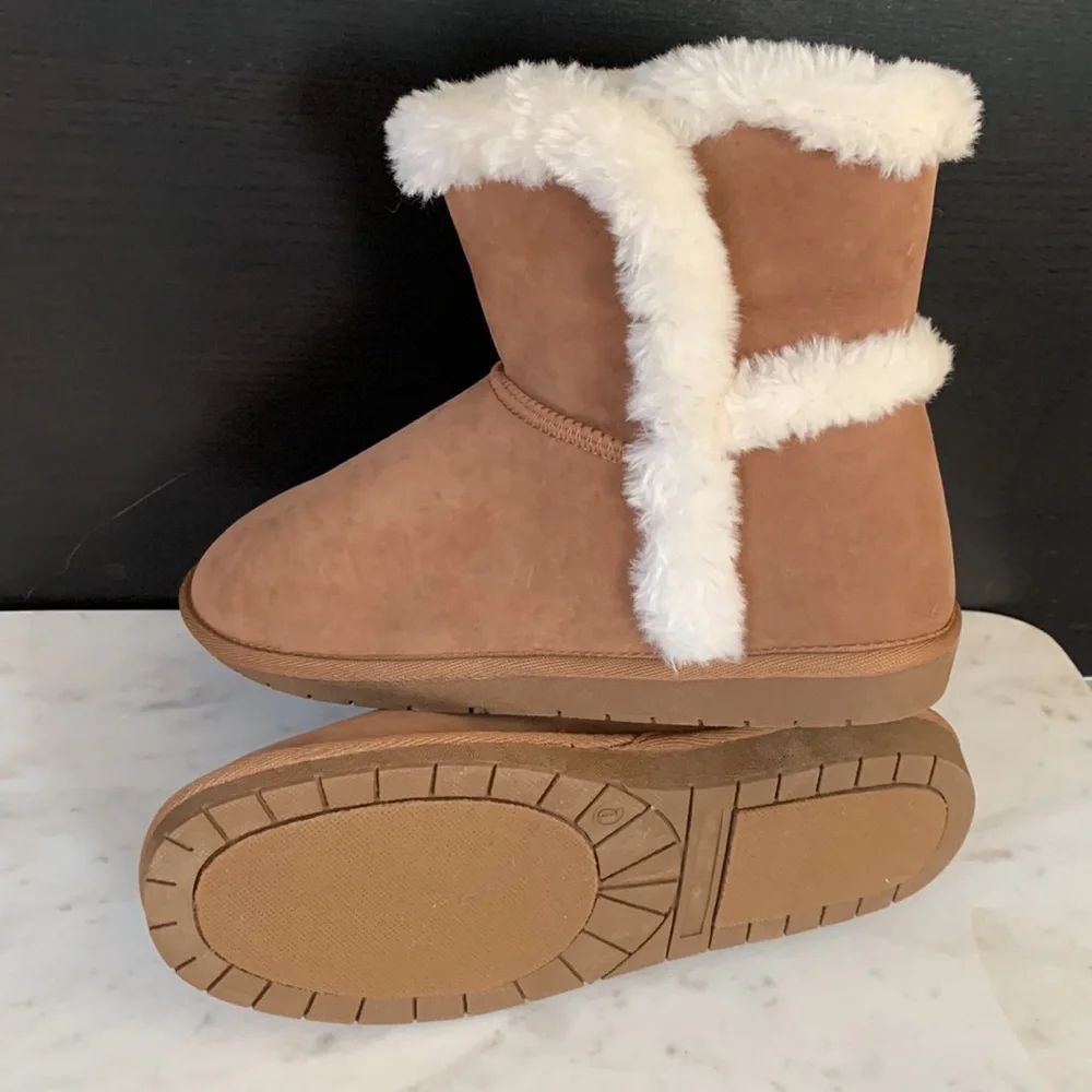 Sugar Poppy Cognac Faux Suede Ankle Boots
